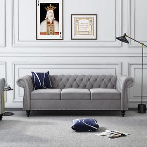 The Giratree Three-Seater Sofa—featuring rolled arms and studded trim—is an ideal choice for couples in living rooms, apartments, and home offices. Its sturdy frame, paired with soft cushions, offers exceptional support and durability.