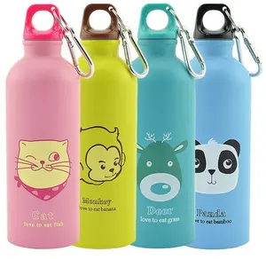 500ml Cute Cartoon Animals Portable Sports Water Bottle - Single-Layer Stainless Steel Insulation, Durable and Leak-Proof Design