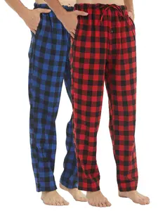 Men's Flannel Pajama Pants Set, Soft Plaid Lounge Wear with Elastic Waistband & Pocket Design, Casual Loose Fit Sleepwear for Fall Winter
