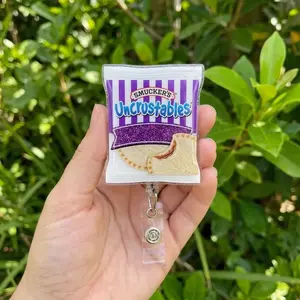 Uncrustables Sandwich Badge Reel – Retractable Nurse Holder, Teacher Lunch Accessory