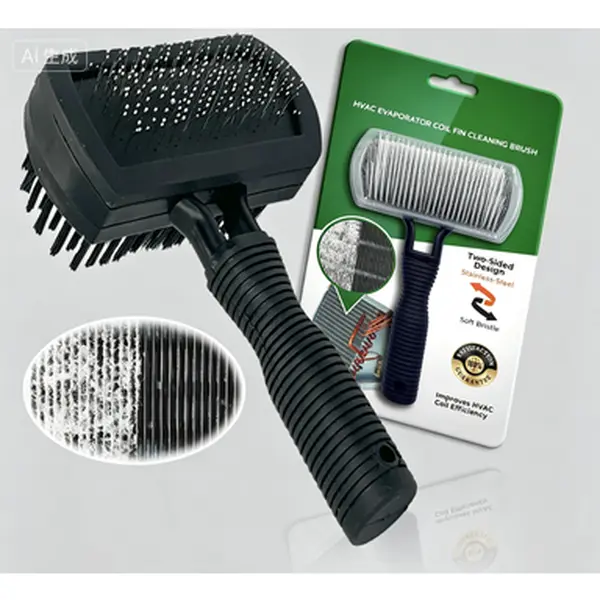 Double-Sided HVAC Coil Cleaning Brush with Stainless Steel Pins – Heavy Duty Fin Cleaner Tool for Evaporator and Condenser Coils, Safe for AC Fins, Reusable Air Conditioner Maintenance Brush, Durable Coil Cleaning Comb