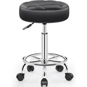 Rolling Stool with Wheels, PU Leather Small Office Chair with Foot Rest, Versatile Adjustable Swivel Stool for Tattoo Massage Salon Spa Teach Medical Facial Office Home Work Kitchen