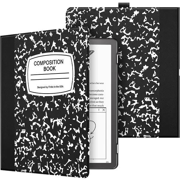 Fintie Slim Synthetic Leather Hard Cover Shell Casing for Kindle Scribe 10.2-in (2022-2024) Tablet - Durable, Lightweight Folio Accessory with Pen Holder, Auto-Sleep/Wake Function