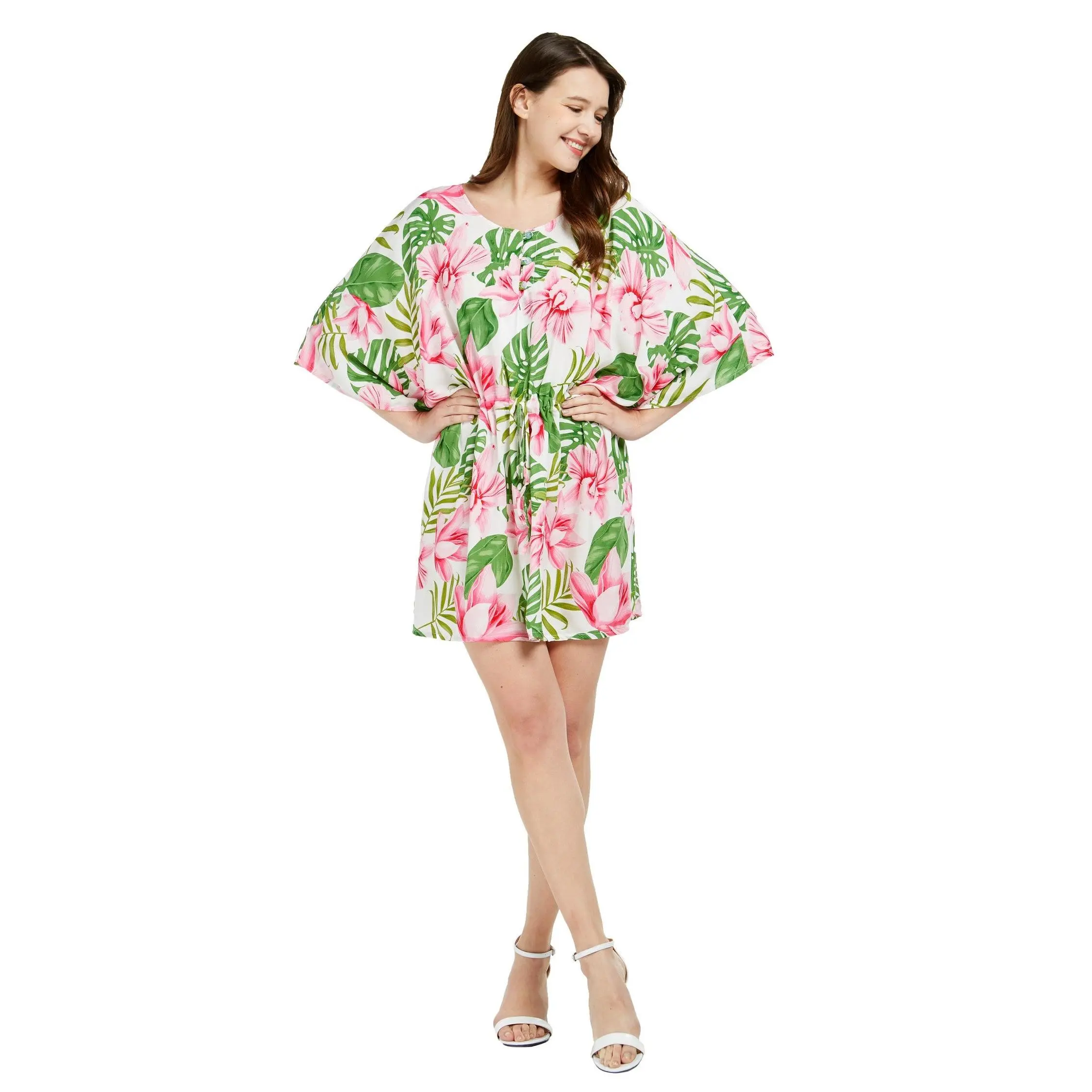 Women's Short Poncho Dress Lotus Orchid