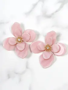 Resin Layered Flower Statement Earrings