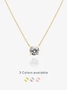 Round Zircon Clavicle Chain with Sparkling Single Diamond Necklace Jewelry, Elegant Shine Pendant Accessory for Women, Sparkling CZ Necklace