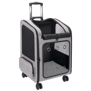 Extra Large Pet Carrier Backpack with Wheels Cats Under 30 Lbs, for Dogs Puppies Rabbits Other Animals Under 25 Lbs, Great for Travel/Hiking/Outdoor Use(Backpack with Wheels)