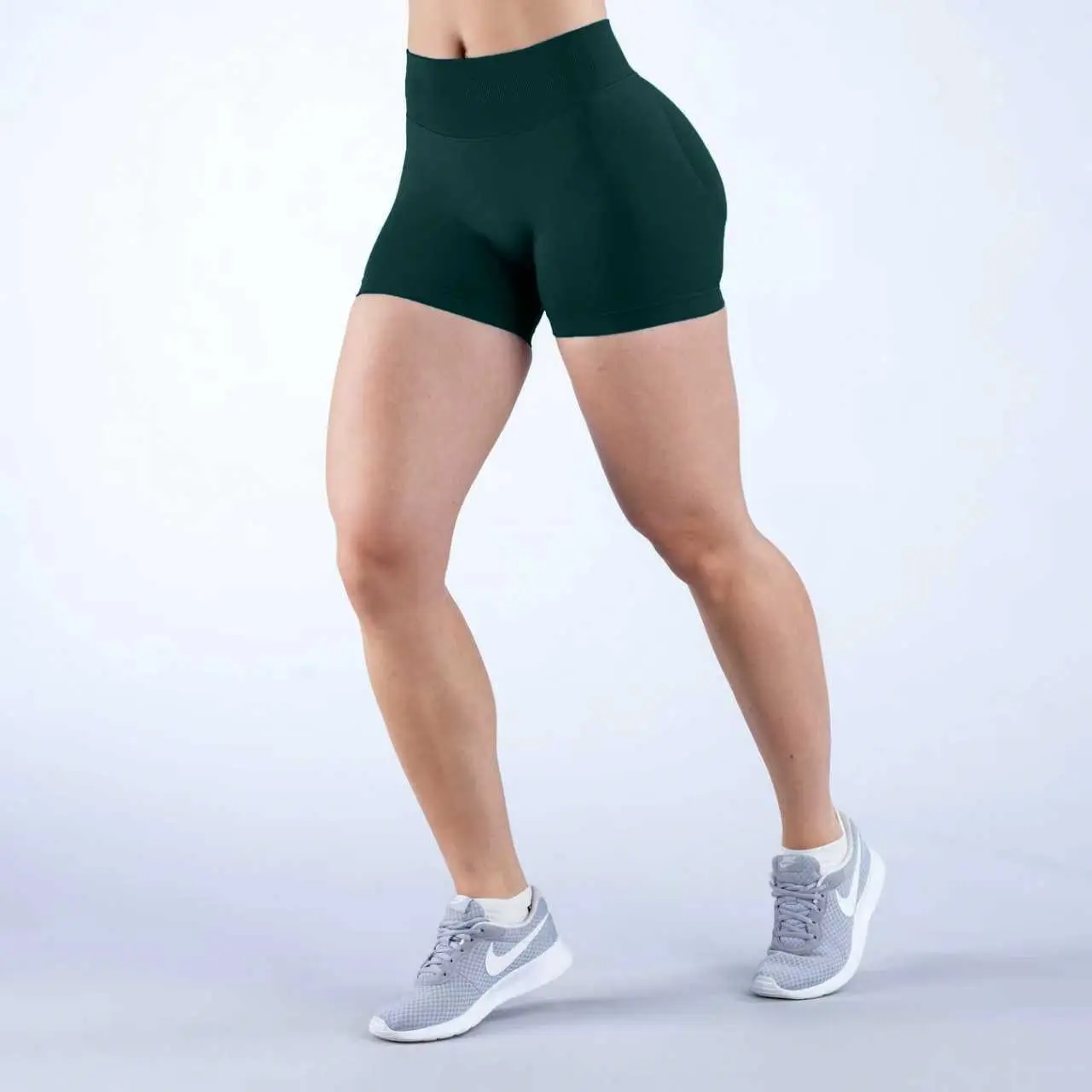 With logo, affordable alternative to cross-border three-section waist ruched butt-lifting low-waist seamless fitness three-quarter yoga shorts