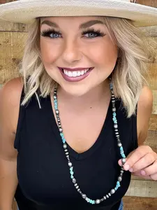 Texas True Trends Dallas Necklace, Navajo Pearls, 36-Inches Length, Dark Grey Sparkly Beads, Casual Days Accessory for Adults