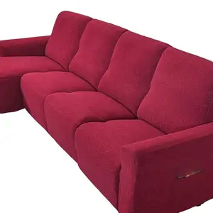 Stretchable Combination Sofa Cover Set, 7/9 Piece L-Shaped Sofa Protector, Washable Chair Covers, Wine, Valentine's Day, New Year