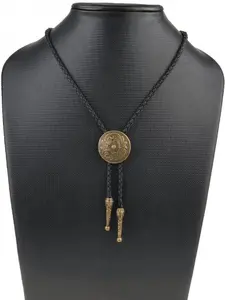 Vintage Western Bolo Tie, Rodeo Cowboy Leather Necktie, Boho Bohemian Tie, Western Costume Accessories for Men, Women