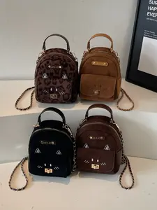 Autumn New Simple Cat Small Shoulder Bag for Women, Commuter Handbag, Casual Girl Chain Backpack, Stylish and Durable, Casual Lightweight Backpack