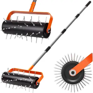 Rolling Lawn Aerator, Heavy Duty Manual Aerator Tool with 42 Spikes, Lawn Spike Aerator Roller with 71" Adjustable Handle, Soil Penetrator Push Lawn Aeration for Garden Yard Patio
