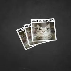 Wait i'm goated cat meme funny positivity silly sticker