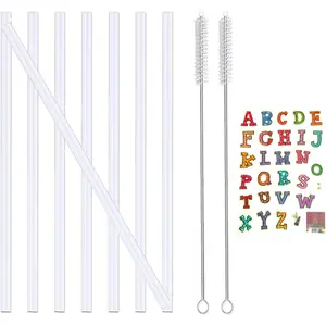 8 count for Takeya Straw Replacement for  Lid Wide Mouth, Compatible with  Straw , for Takeya  Lid, Comes with 2 Cleaning Brushes and Stickers