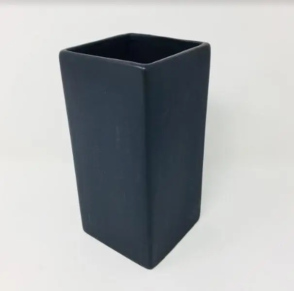 Serene Spaces Living Square Matte Black Ceramic Vase – Modern Black Square Vase Adds a Sleek Look to Any Space, Use for Home Décor, Event Centerpieces and Much More, 3” SQ x 6” H