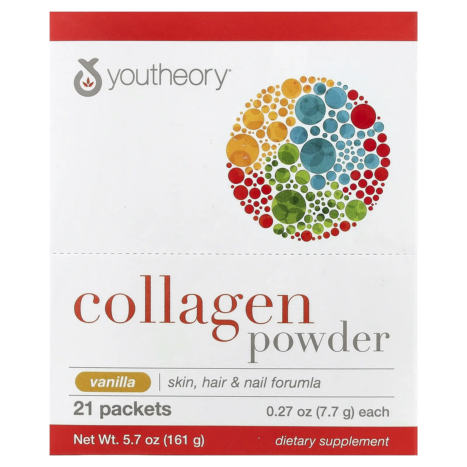 Youtheory Collagen Powder, Vanilla, 21 Packets, 0.27 oz (7.7 g) Each