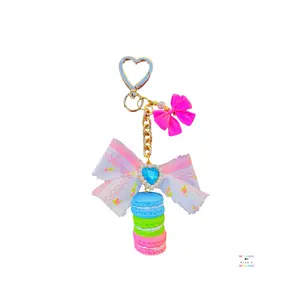 Floral Rose Coquette Bow Macaron Bag Charm / Pastel Stacked Macaron Purse Charm / Floral Rose Coquette Bow Macaron Handbag Charm / Fashion Accessory