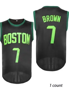 Men's Letter & Number & Stripes Embroidery Basketball Jersey, Loose Casual Breathable Quick Drying Vest, Sports Top, Men's Basketball Jerseys for All Seasons