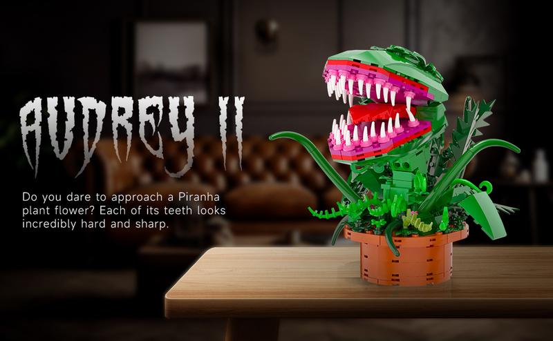 TENHORSES Audrey II Piranha Plant Building Blocks Kit 342 Pieces Compatible with Lego Sets Little Shop of Horrors Openable Mouth DIY Model for Kids Over 8 Years Old Halloween Gift