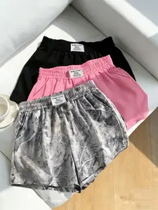 Trendy Comfortable 3-Piece Solid Color Women's Casual Loose Fit Shorts, Elastic Adjustable Waist, Perfect for Spring Summer Carnival Activities