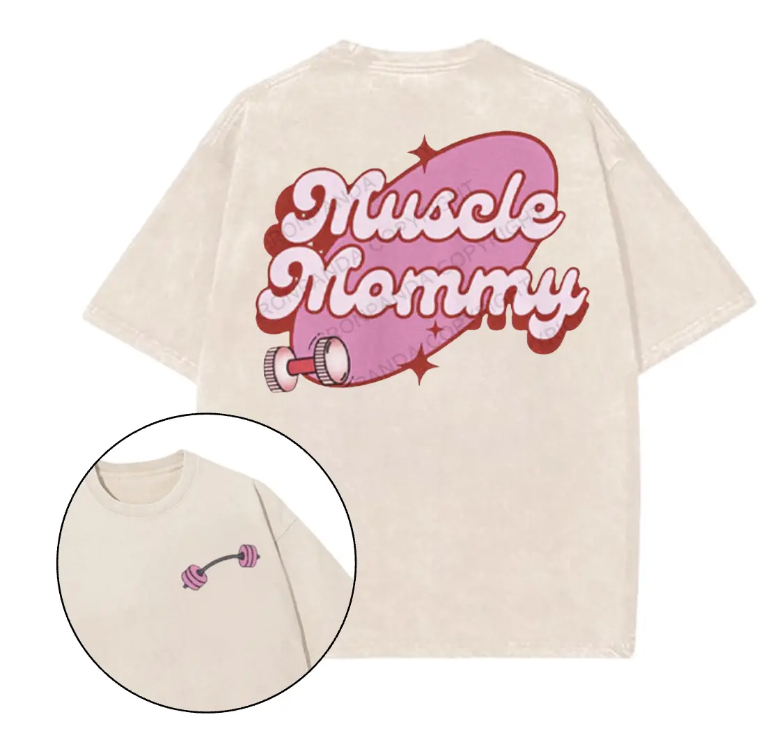 Muscle Mom Printed Gym  T-Shirt, Gym Shirt, Graphic Gym Shirt, Vintage Washed Tee Conton, Gym Shirt Women, For Men, Ful Size