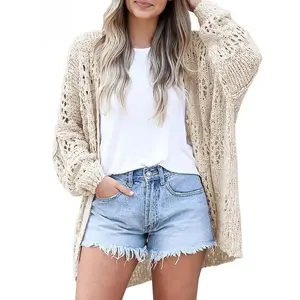 Women'sHollowOutOpenFrontLongsleevesCardiganSweater,SummerCardiganforWomen,LadyCasualComfortLongSleeveKnitCardigans,CardiganforWomen,FallClothes,HalloweenCostumeWomenswearTopsBasicBeigeKnittingFittedKnitwearMinimalist