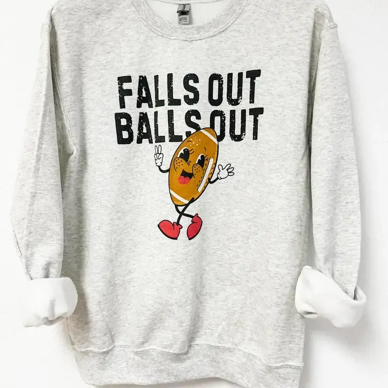 Football Falls Out Sweatshirt, Vintage Sports Humor Pullovers, Retro Football Fan Streetwear Apparel, Soft Cotton Casual Everyday Top