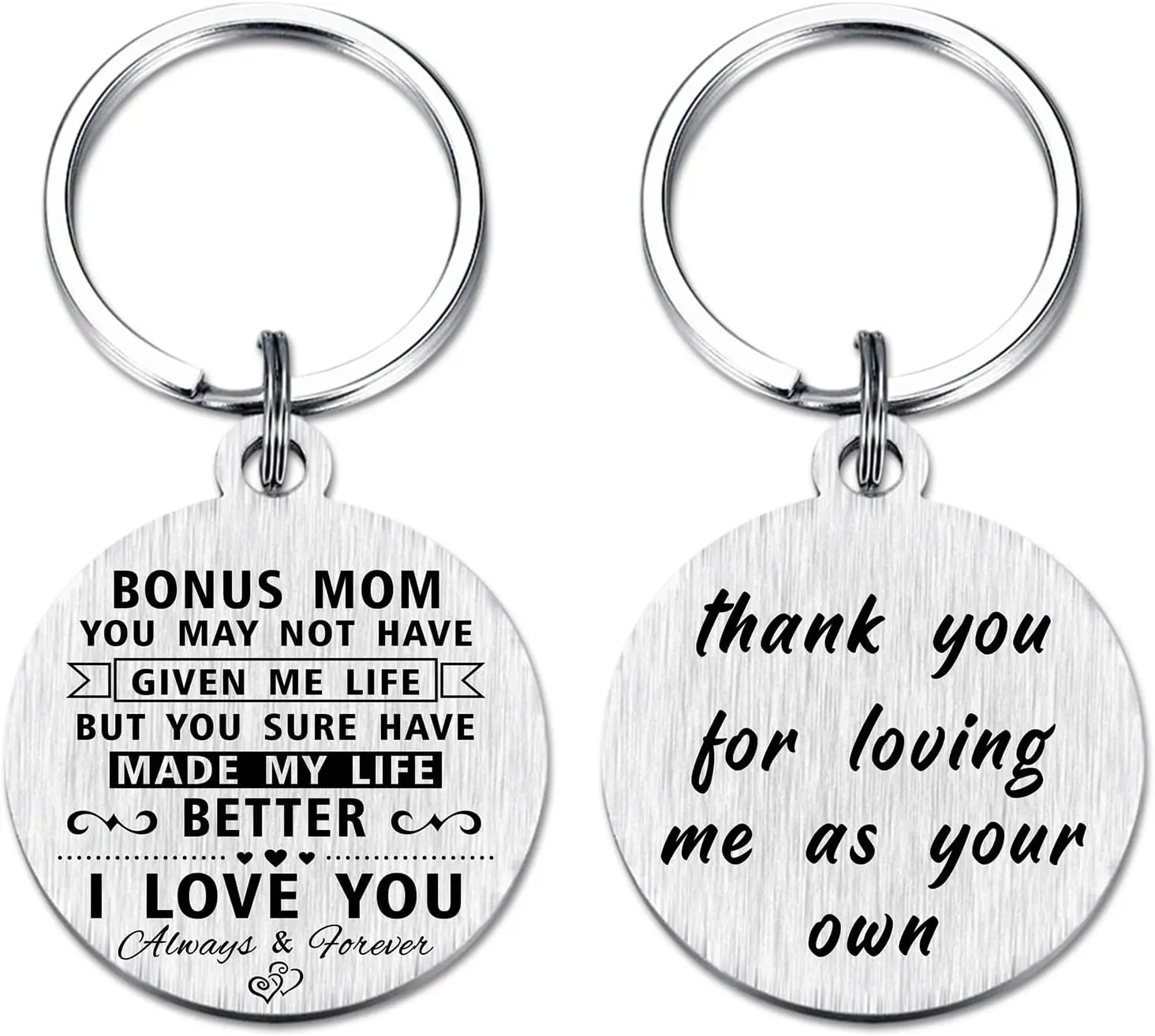 Stepmom Valentines Gifts Card - Thank You for Loving Me As Your Own - Stepmom Keychain, Christmas Card, Birthday Gifts for Stepmom