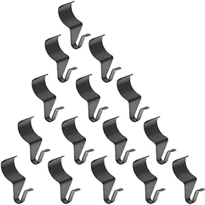 24-Pack Durable No-Hole Vinyl Siding Hooks, Black Stainless Steel Metal Clips, Wall Hangers for House Outdoor Light Decorations & Ornaments