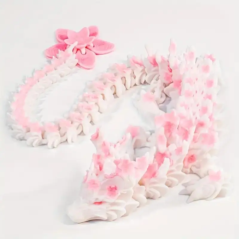3D Printed Sakura Crystal Dragon Model, Collectible Figurines, Jointly Moveable Fantasy Dragon, 12 Inch Decorative Display Gift for Boys Girls, Decorative Statues, Home Decor Statue, Home Decor Accessory, Ornaments Decor