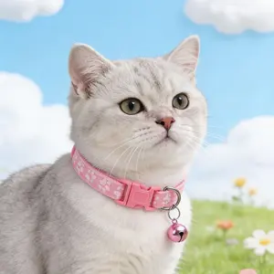 Adjustable Safety Buckle Pet Collar, Anti-Scratch Cat Dog Neck Strap, Silent Bell Design, Multiple Colors Available, Fits Kittens to Adult Dogs