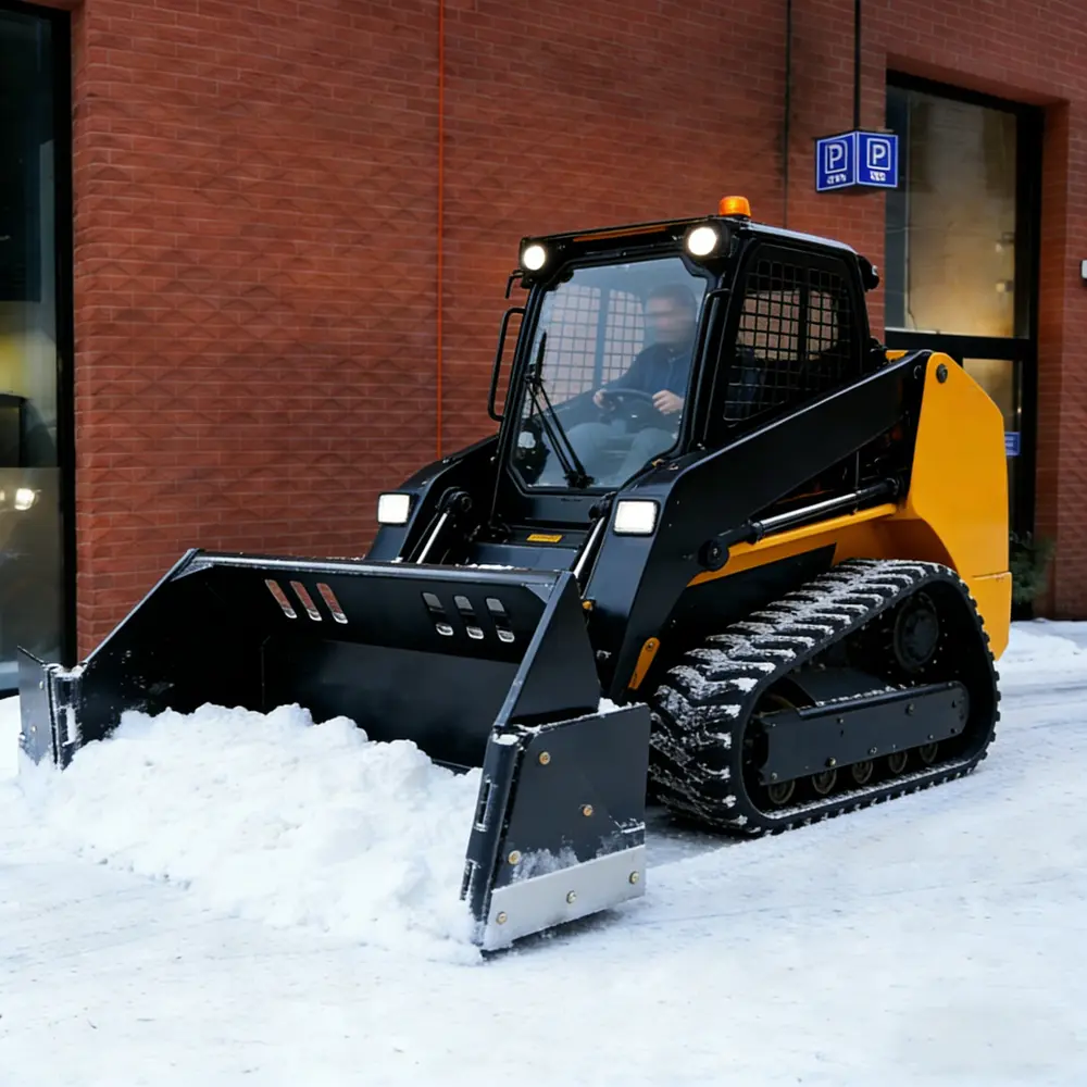 Heavy Duty Skid Steer Loader Snow Bucket - 48 in Inner Width, Bucket with Wings, Hydraulic Control, Universal Skid Steer Style Hookup, Free Shipping, for Snowy Streets & Complex Snow Removal Tasks, None