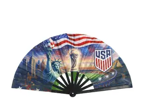 2026 World Cup US large-sized double-sided folding plastic handheld folding fan - Strong wind cooling effect, portable and waterproof, quickly unfolds. It is a popular cheering tool for football enthusiasts, suitable for game days and outdoor activities.