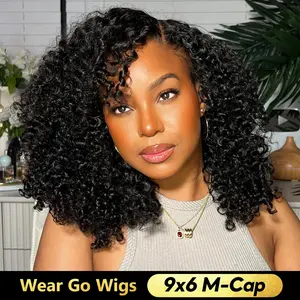 [Exclusive Deal] OQ HAIR M-Cap Kinky Curly Wear Go Wigs With Invisi-Drawstring 9x6 Pre-Bleached Tiny Knots Pre-Plucked HD Lace Glueless Wig For Women