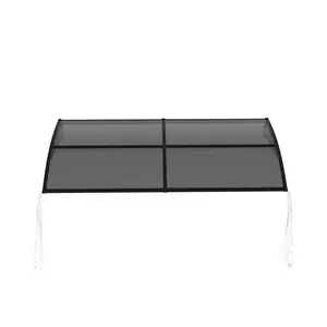 Outdoor Door Window Awning - 40×80 in, 5mm Black PC Panel, Black ABS Brackets with Built-in Drainage Groove, All-Weather Porch & Eaves Shade Canopy