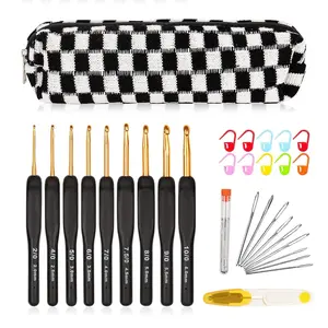 31Pcs Crochet Hooks Set Arthritis Hands 2 mm - 6 mm Crochet Needles Diy Crafts for Beginners, Mothers Day Gift, Crochet Lovers (Black) - Home Improvement.