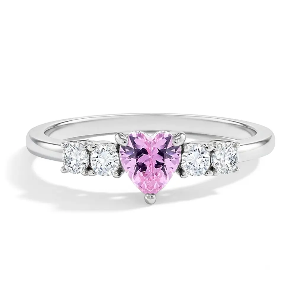 Simulated Birthstone Heart Solitaire Size 2-5 Baby / Kids Ring - Sterling Silver