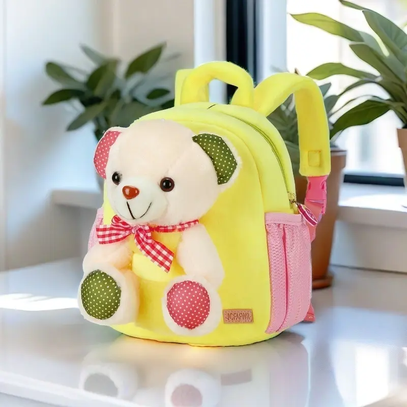 Backpack for Boys and Girls, Cute Preschool Backpack, Lightweight Design, Adjustable Straps, Detachable Doll Backpack Rainbow Bag Daypack Novelty, Kid Backpack Bear Bag
