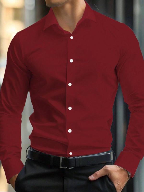 Men's Solid Long Sleeve Dress Shirt, Business Formal Shirt for Work Office, Fashion Classic Wrinkle-resistant Shirt for Men Men's Solid Long Sleeve Dress Shirt, Business Formal Shirt for Work Office, Fashion Classic Wrinkle-resistant Shirt for Men