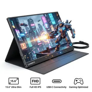LUMIPIX｜Portable Monitor 15.6" FHD 1080P IPS 60Hz External Monitor with USB-C & HDMI, Ultra-Slim PC Accessory for Laptop, Mac, PC, PS5, Smart Cover & Speakers, Gamer Stuff for Gaming Needs, monitor, oled monitor