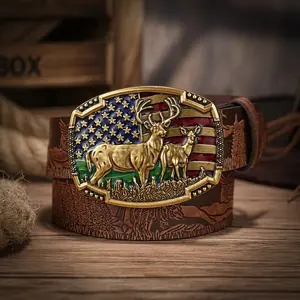 Western Cowboy PU Leather Belt - Men Waist Strap Bull Decoration Floral Engraved for Jeans chao ren Brown