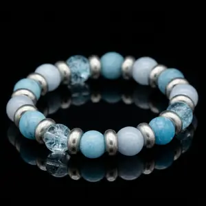 Women's Topaz, Aquamarine, Larimar Bracelet for Soft Confidence & Emotional Flow in Silver