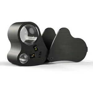 Jewelers Loupe Foldable Magnifier,  30X 60X Dual Lens LED Illuminated  Eye Magnifier, Pocket Microscope Magnifying Glasses, Black