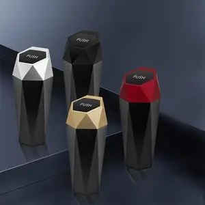 Creative Design Car Trash Can, 1 Count Portable Mini Car Trash Can with Lid, Car Interior Accessories for Car Home Office, Narrow Trash Bin