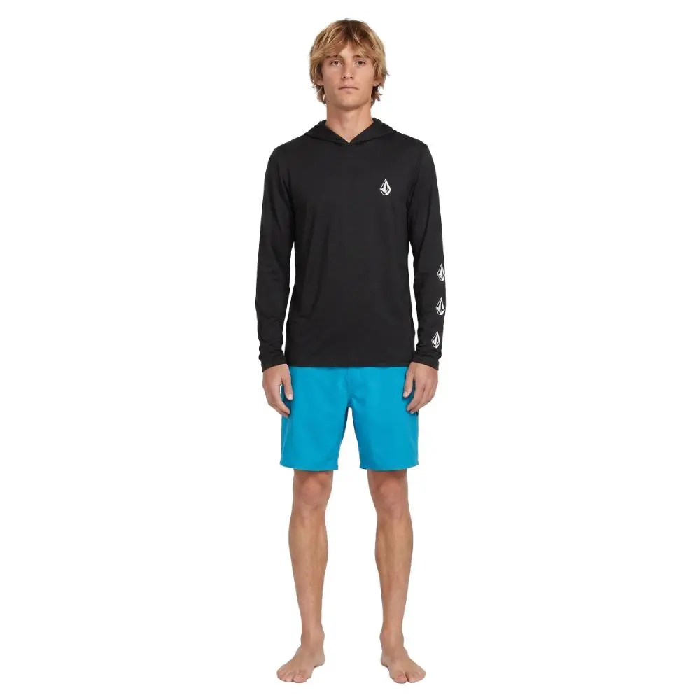 Volcom Men's Deadly Stone Hooded Long-Sleeve Rashguard, UPF 50+ UV-Protective Swim Top for Surf & Pool Days, Comfortable Layering, Anti-UV/UVB Swimwear for Paddle Activities