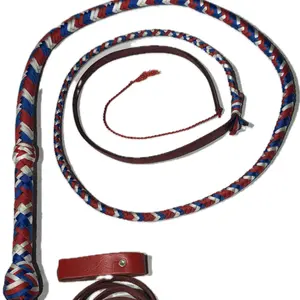 Bull Whip - Paracord Blue & Red & White Patriot Colors 16 Ply - 4ft to 14ft Handmade