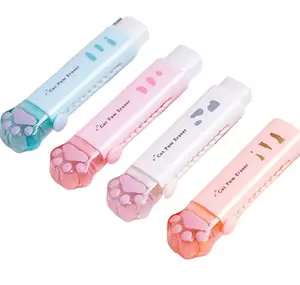Kawaii Retractable Cat Paw Eraser | Aesthetic Push-Style Pencil Rubber