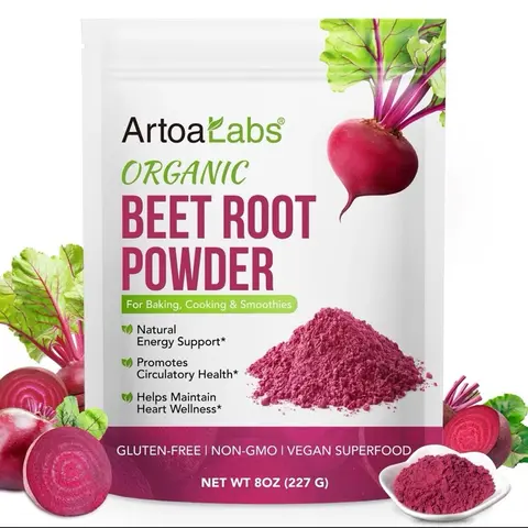 USDA Organic Beet Root Beverage Powder - 8oz (200g) Natural, Caffeine-Free, Non-GMO Antioxidant Superfood with Dietary Vitamin, Vegan-Friendly, Bagged for Smoothies, Baking (Adults)