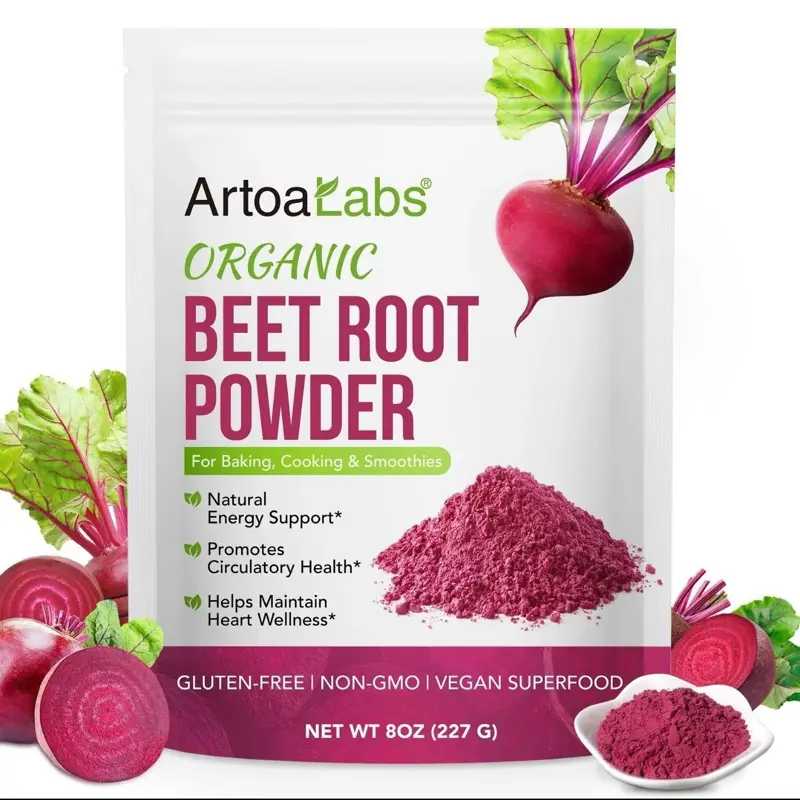 USDA Organic Beet Root Beverage Powder - 8oz (200g) Natural, Caffeine-Free, Non-GMO Antioxidant Superfood with Dietary Vitamin, Vegan-Friendly, Bagged for Smoothies, Baking (Adults)